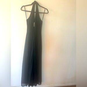 Black Long Metallic Cocktail Cache Dress